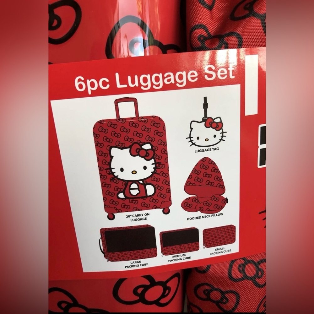 COPY - NEW Hello Kitty x Sanrio 20” Carry On 6 Piece Red Luggage Set NWT